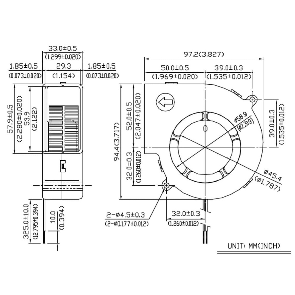 BFB1012H Blower Cooling Fan BFB1012H Blower Cooling Fan technical blueprint specifications diagram