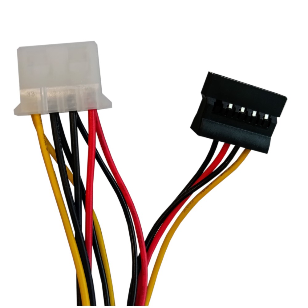 8-pin (board) to SATA Fujitsu cable 8-pin to SATA and Molex Fujitsu adaptor cable, side view
