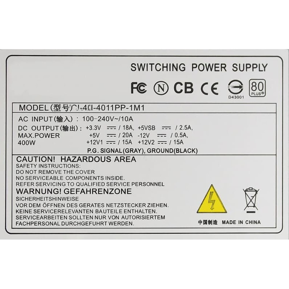 JCI-4011PP-1M1 400W 1U PSU