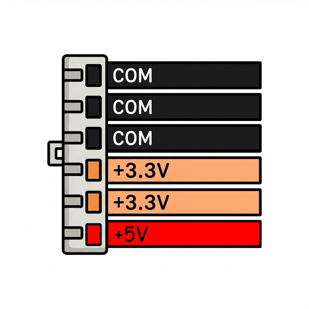 Auxiliary ATX 6-pin connector pinout diagram